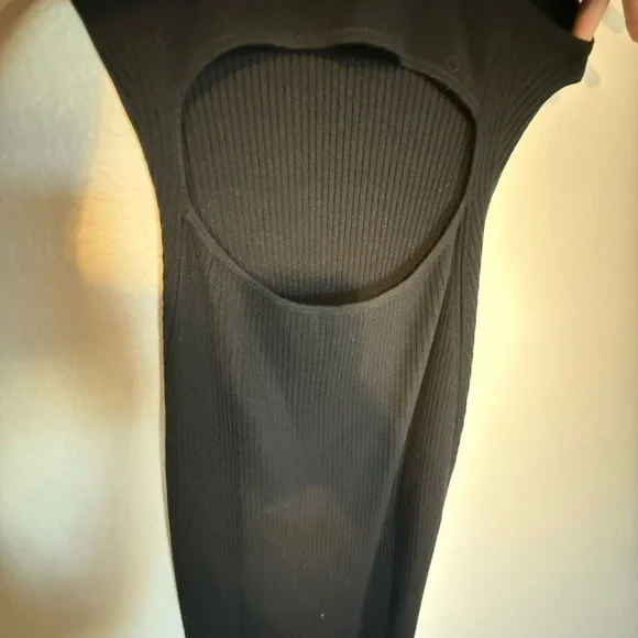 New AYR “The Vava” Black Ribbed Backless Midi Dress Size M - Picture 6 of 9